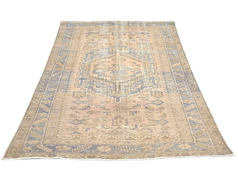 4x7 Vintage Brown Persian Style Hand Knotted Low Pile Wool Area Rug